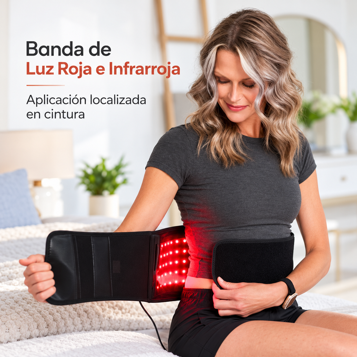 Cinturón de Terapia de Luz Roja e Infrarroja para Dolor Lumbar y Muscular
