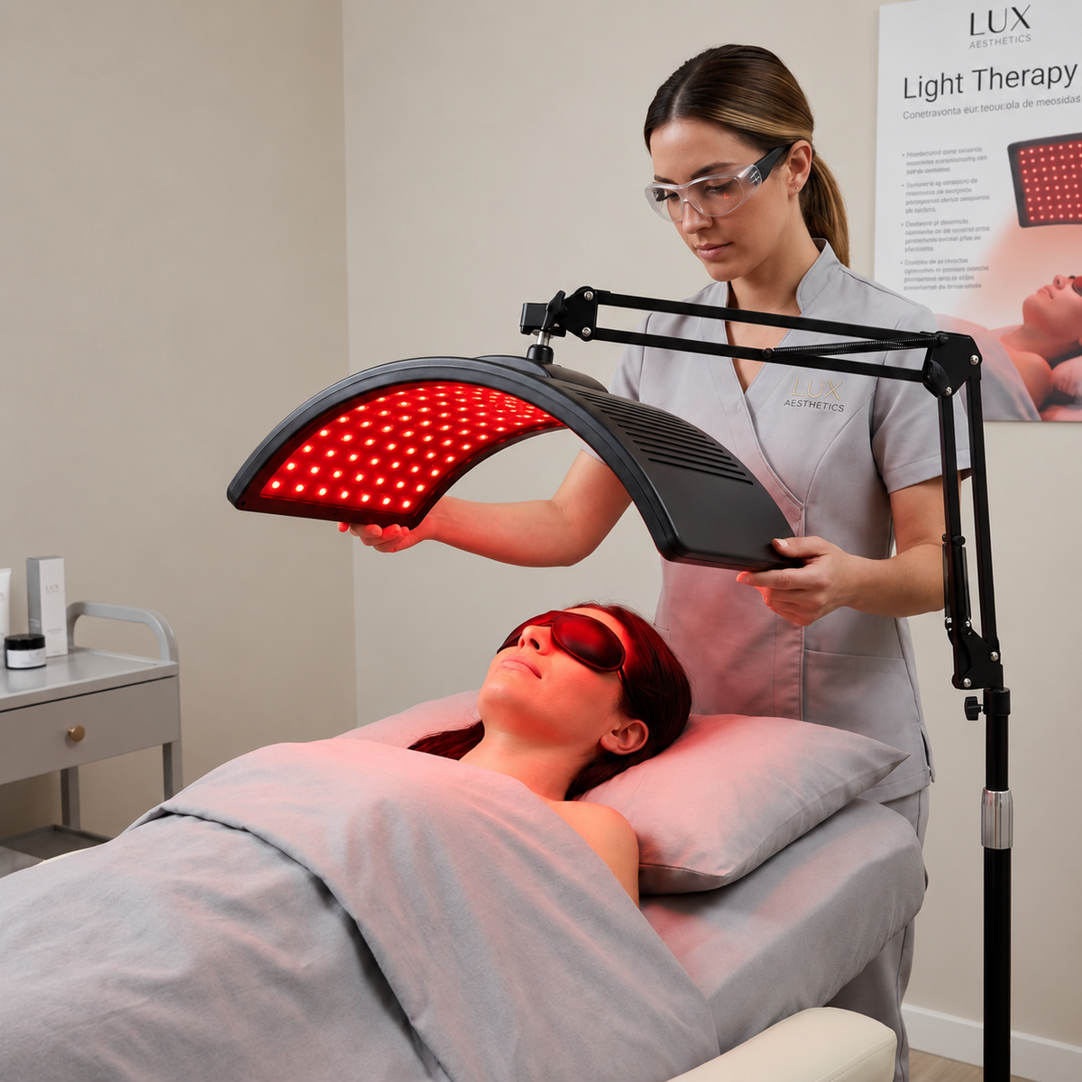Panel Curvo de Luz Roja e Infrarroja con Pedestal – 120 LED