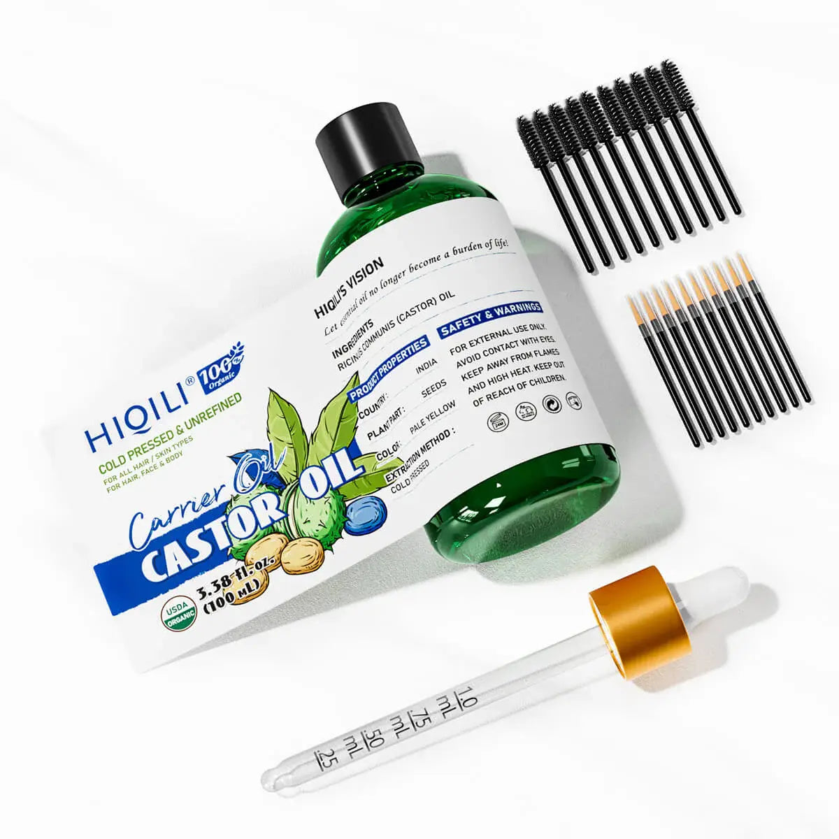 aceite de ricino con rimel y delineador