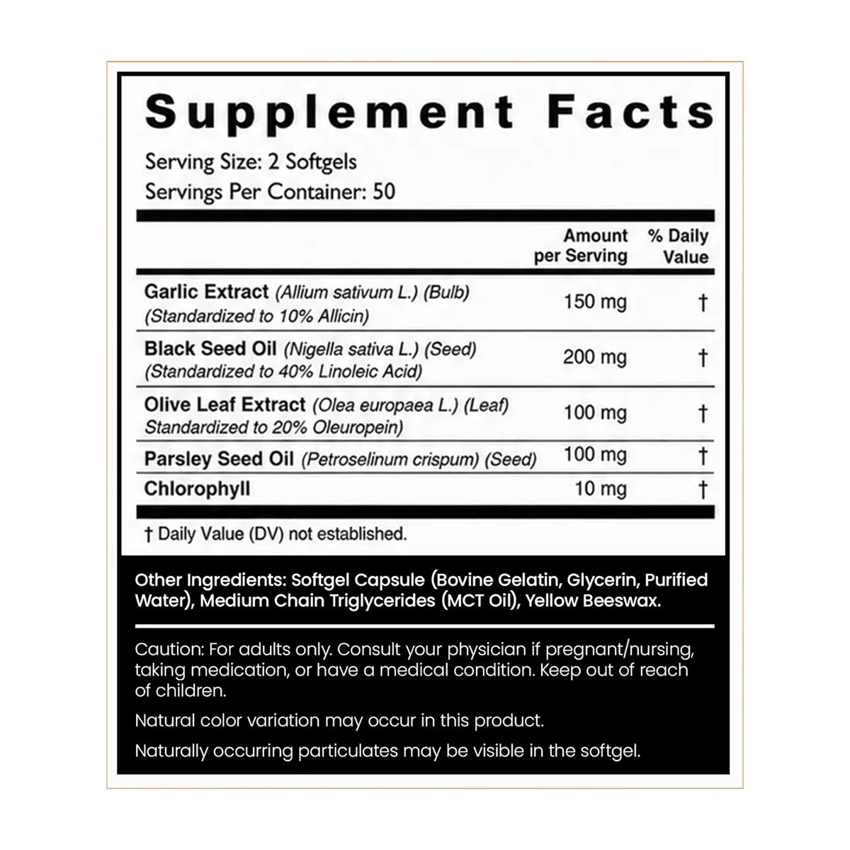 garlic black seed oil composicion