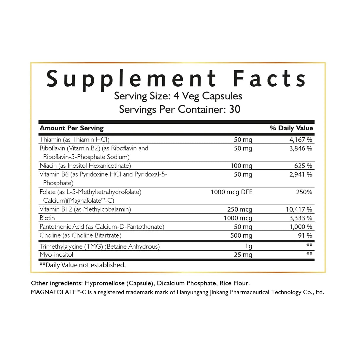 methyl b complex composicion