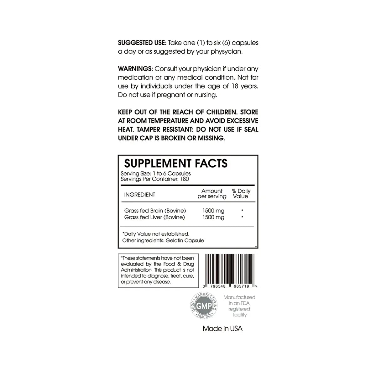 informacion nutricional de bricks brain