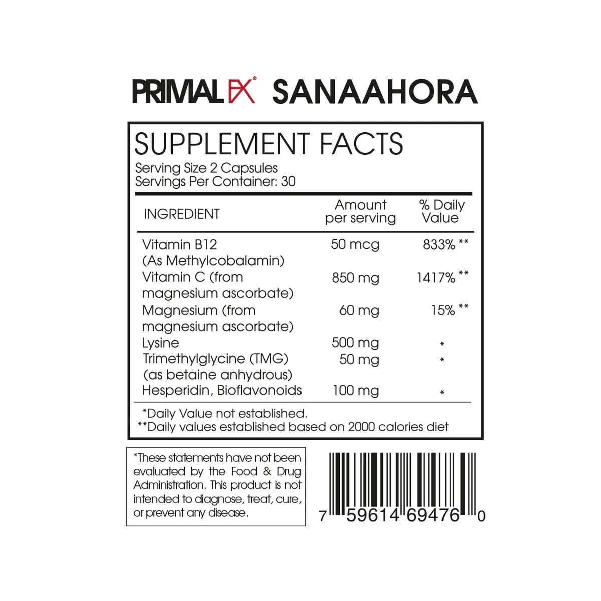 informacion nutricional de vitamin c + active b