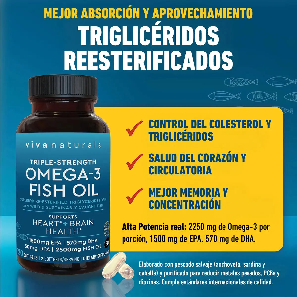 beneficios del suplemento de omega 3 de 2500 mg