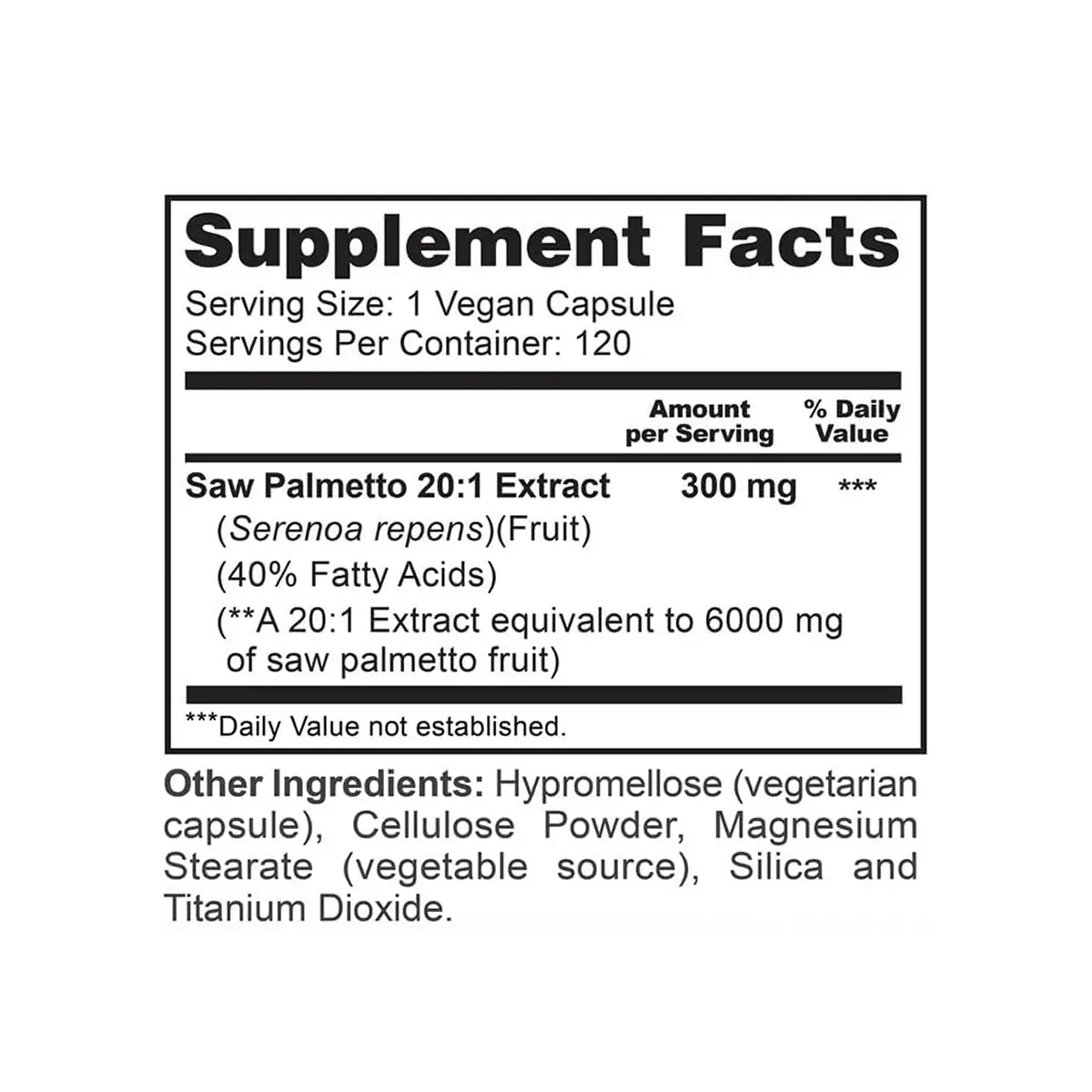 saw palmetto extra fuerte composicion