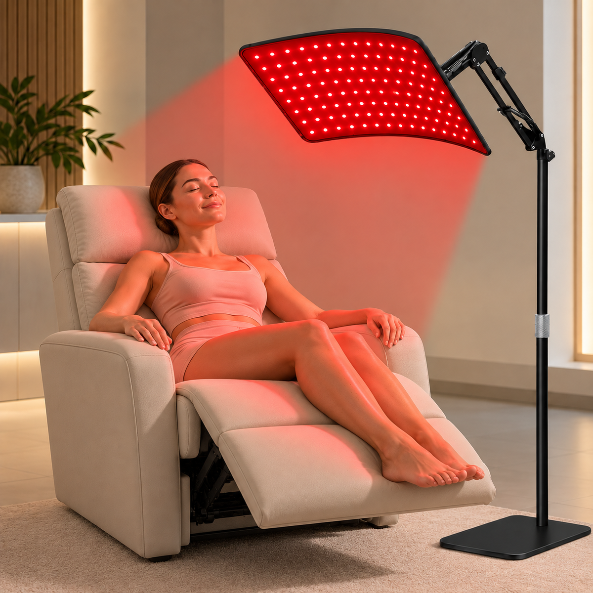 Panel Curvo de Luz Roja e Infrarroja con Pedestal – 120 LED