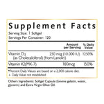 vitamina d3 con k2 informacion nutricional