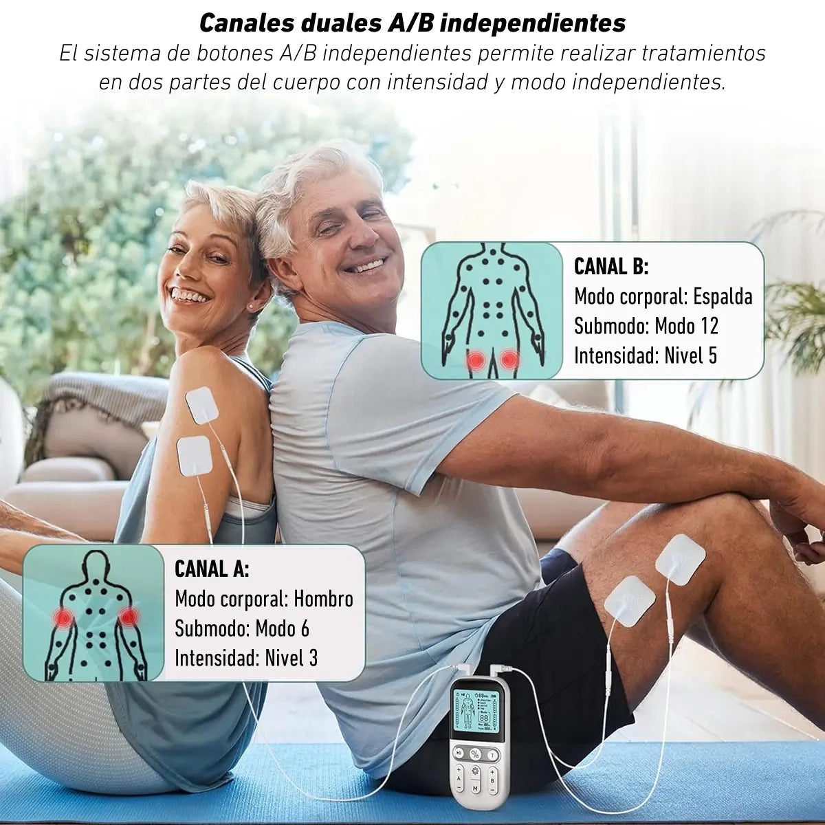 masajeador tens con canales duales