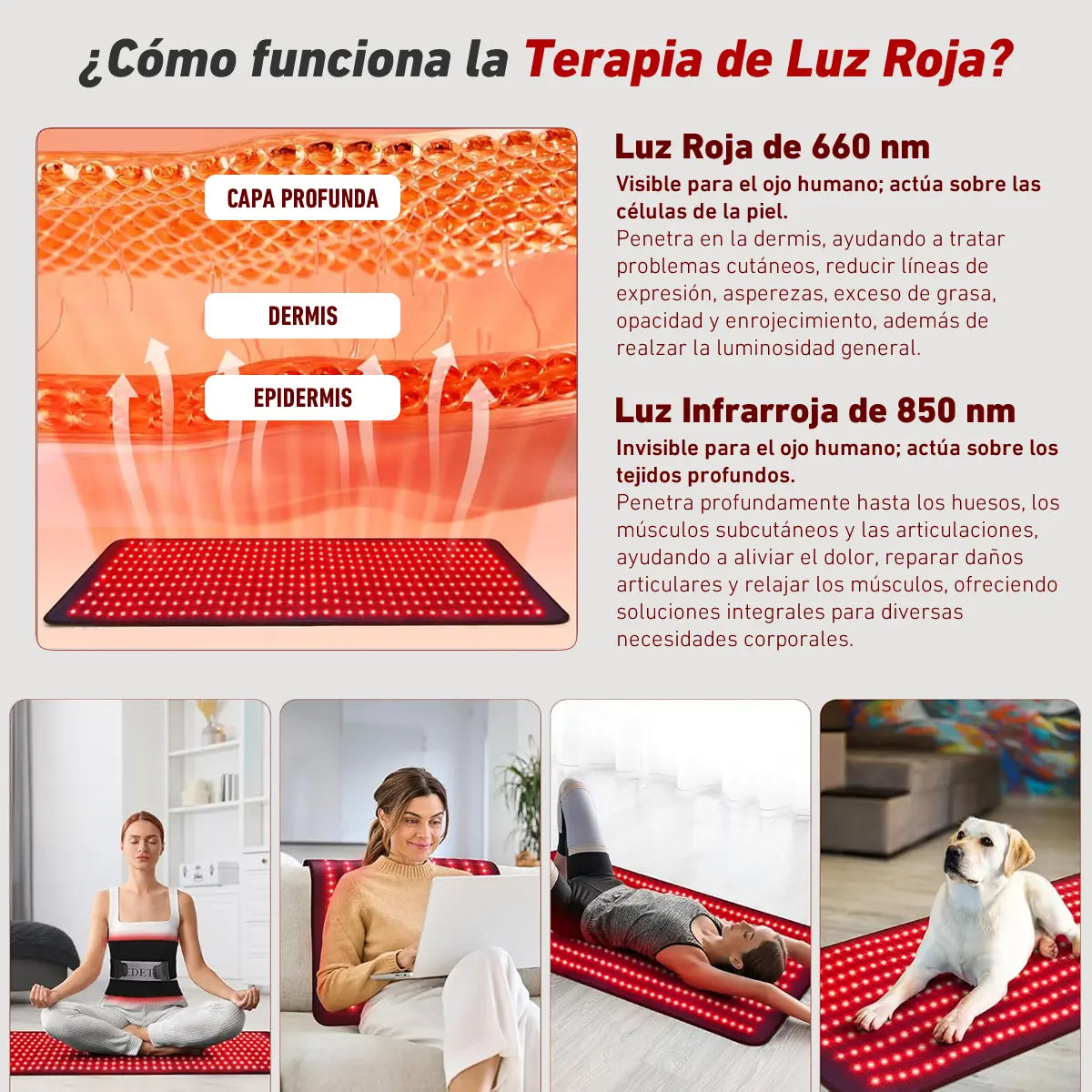 para que sirve la alfombrilla de luz roja e infrarroja
