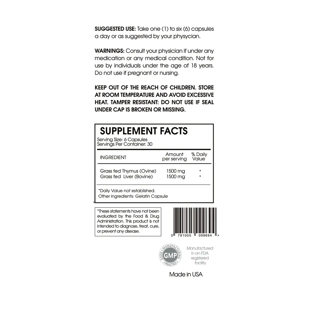 informacion nutricional de bricks thymus