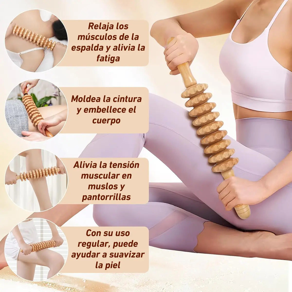 beneficios del rodillo de madera para masajes